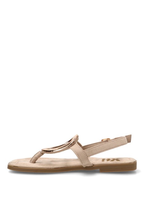 Sandalia antelina taupe con suela plana de mujer XTI 145494