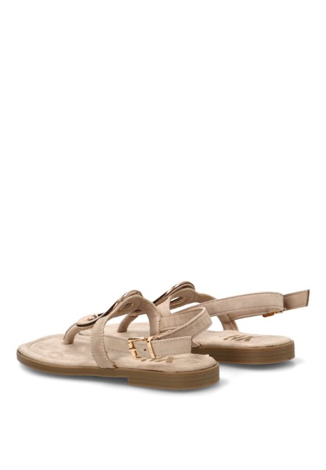 Sandalia antelina taupe con suela plana de mujer XTI 145494