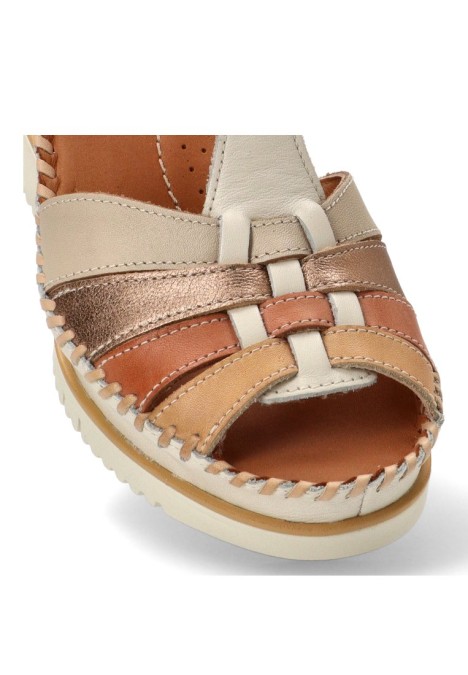 Sandalia de piel blanca con cuña media para mujer PIKOLINOS W3Z-1836C1