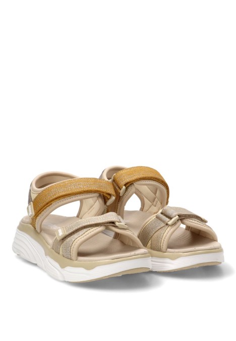 Sandalia textil multicolor con velcro y suela plana de mujer MUSTANG 60815