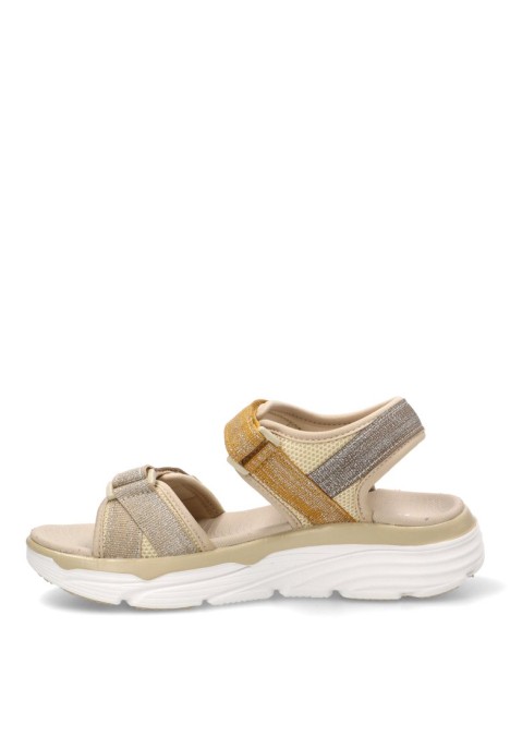 Sandalia textil multicolor con velcro y suela plana de mujer MUSTANG 60815