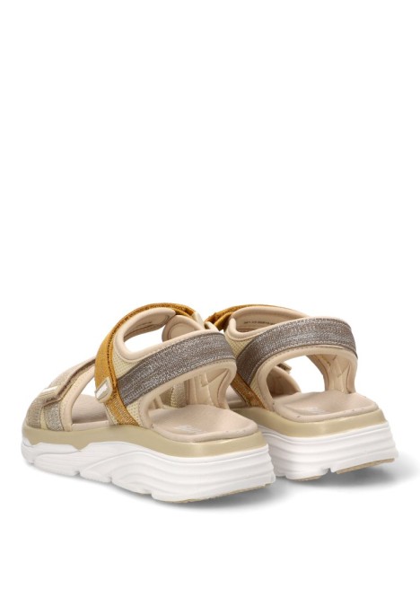 Sandalia textil multicolor con velcro y suela plana de mujer MUSTANG 60815