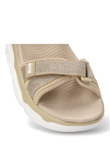 Sandalia textil multicolor con velcro y suela plana de mujer MUSTANG 60815