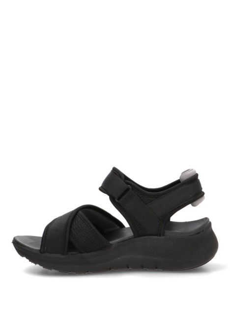 Sandalia negra con velcro y cuña media de mujer SKECHERS 164078