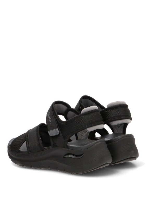 Sandalia negra con velcro y cuña media de mujer SKECHERS 164078