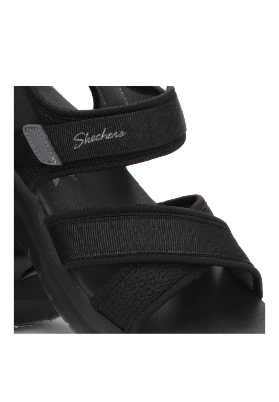 Sandalia negra con velcro y cuña media de mujer SKECHERS 164078