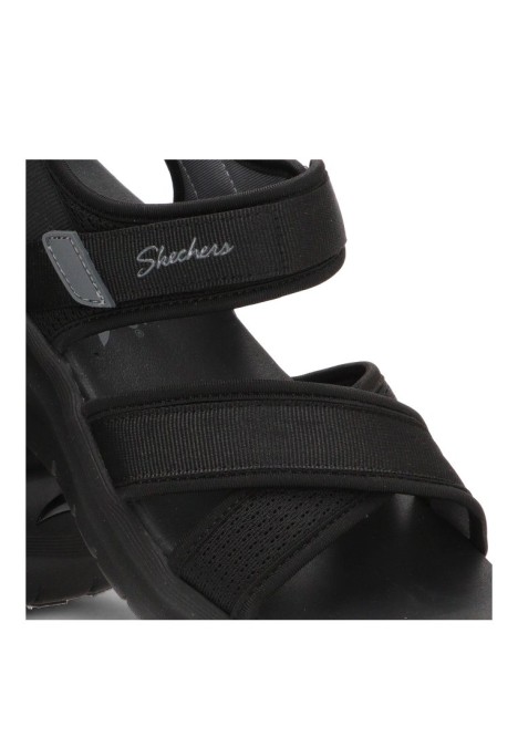Sandalia negra con velcro y cuña media de mujer SKECHERS 164078