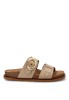 Sandalia de piel taupe con suela plana para mujer YOKONO BOLUS-254