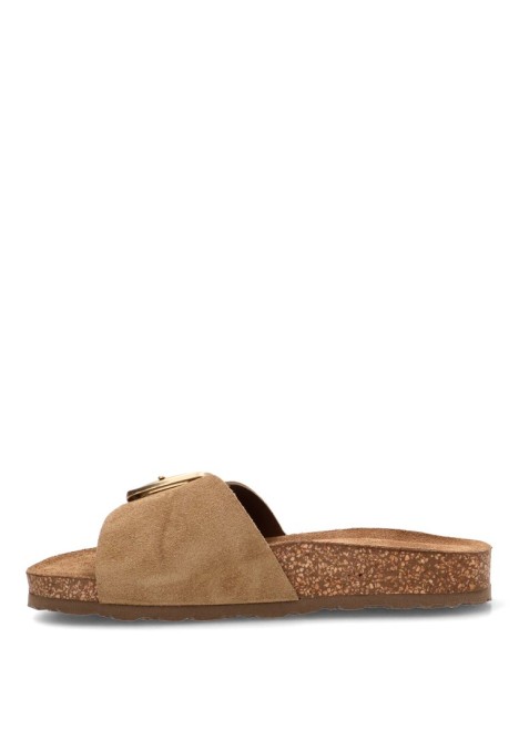 Sandalia JERBA-114 de mujer YOKONO en piel beige con suela plana