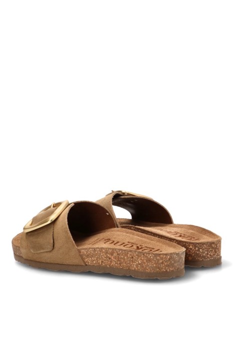 Sandalia JERBA-114 de mujer YOKONO en piel beige con suela plana