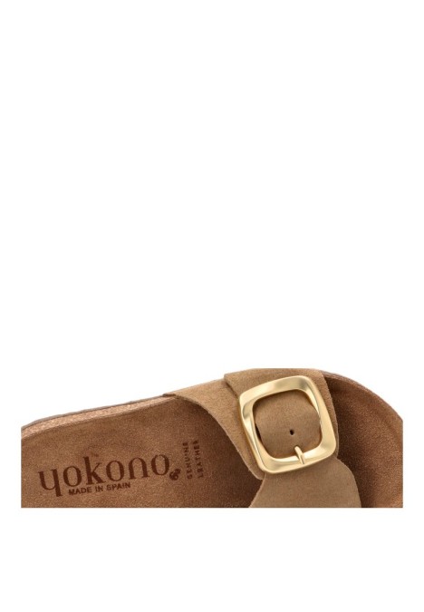 Sandalia JERBA-114 de mujer YOKONO en piel beige con suela plana