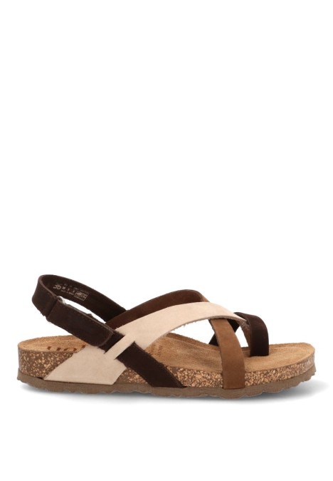 Sandalia con suela plana de mujer YOKONO JERBA-718 en piel marrón