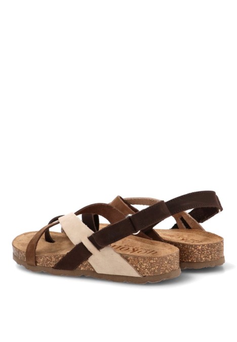 Sandalia con suela plana de mujer YOKONO JERBA-718 en piel marrón