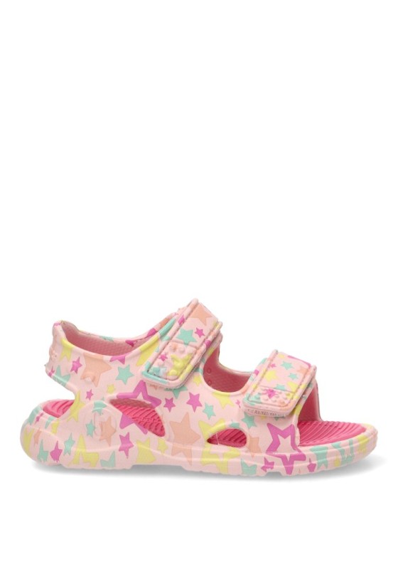 Sandalia de playa rosa con velcro y suela plana para niña BIOMECANICS 262297