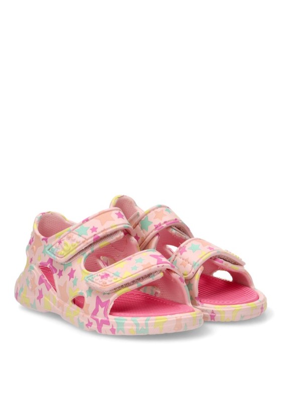 Sandalia de playa rosa con velcro y suela plana para niña BIOMECANICS 262297