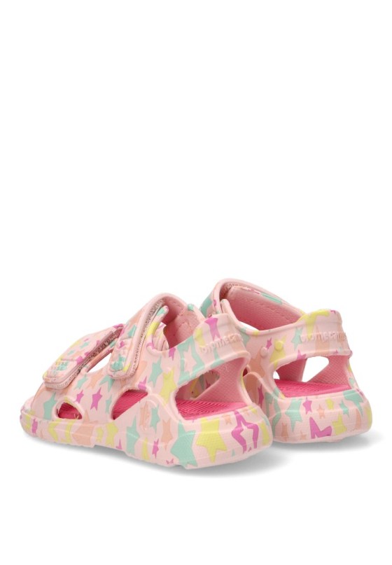 Sandalia de playa rosa con velcro y suela plana para niña BIOMECANICS 262297