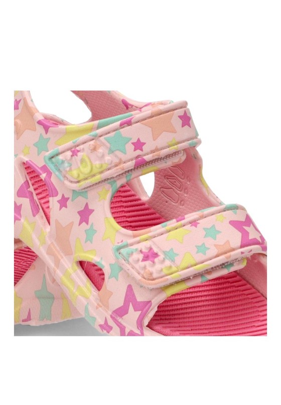 Sandalia de playa rosa con velcro y suela plana para niña BIOMECANICS 262297