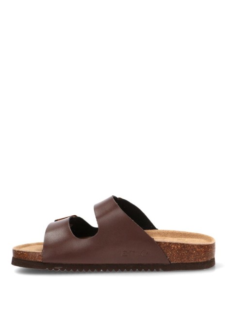 Sandalia de playa ETIKA 10015 para mujer en chocolate con hebillas y suela plana