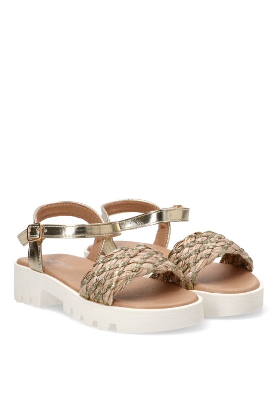 Sandalia de niña ETIKA 13746 multi oro con tacón medio