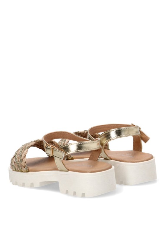 Sandalia de niña ETIKA 13746 multi oro con tacón medio