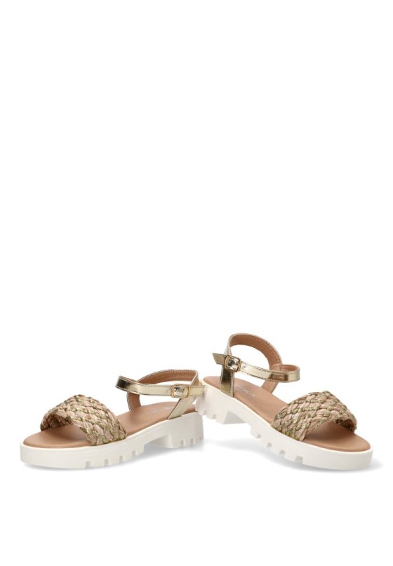 Sandalia de niña ETIKA 13746 multi oro con tacón medio