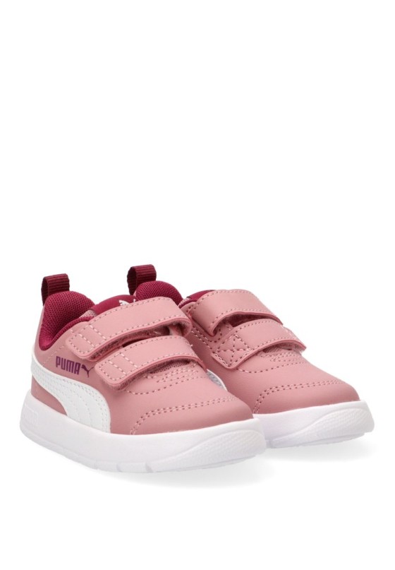 Deportivo PUMA para niña 310252 rosa con cierre de velcro y suela plana