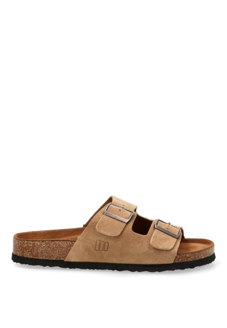 Sandalia con suela plana de hombre MUSTANG 84716 en piel color arena