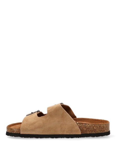 Sandalia con suela plana de hombre MUSTANG 84716 en piel color arena