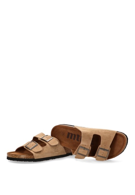 Sandalia con suela plana de hombre MUSTANG 84716 en piel color arena