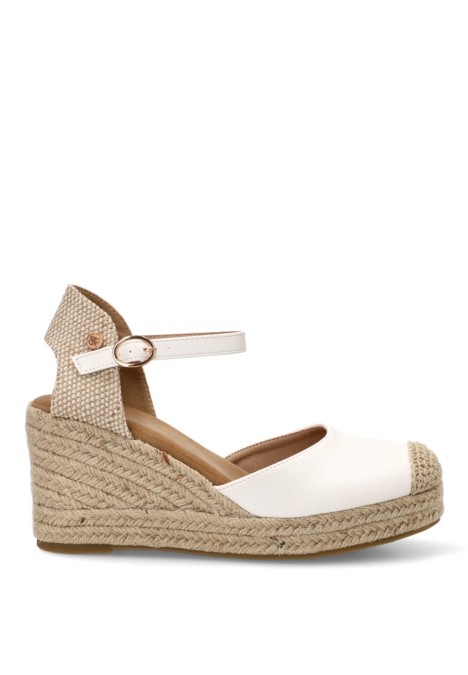 Esparteña valenciana BUONAROTTI CF-3036B con cuña alta blanca para mujer