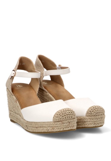 Esparteña valenciana BUONAROTTI CF-3036B con cuña alta blanca para mujer