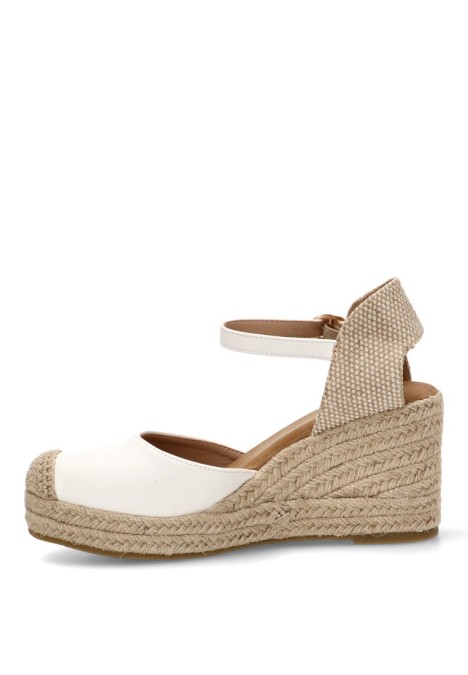 Esparteña valenciana BUONAROTTI CF-3036B con cuña alta blanca para mujer