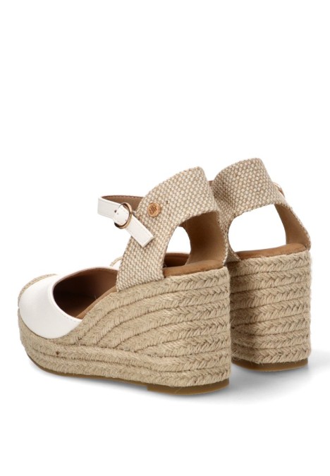 Esparteña valenciana BUONAROTTI CF-3036B con cuña alta blanca para mujer