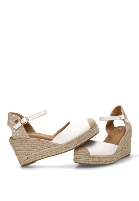 Esparteña valenciana BUONAROTTI CF-3036B con cuña alta blanca para mujer