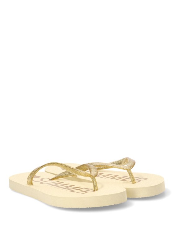 Chanclas de playa C-10111 para mujer ETIKA blancas con suela plana