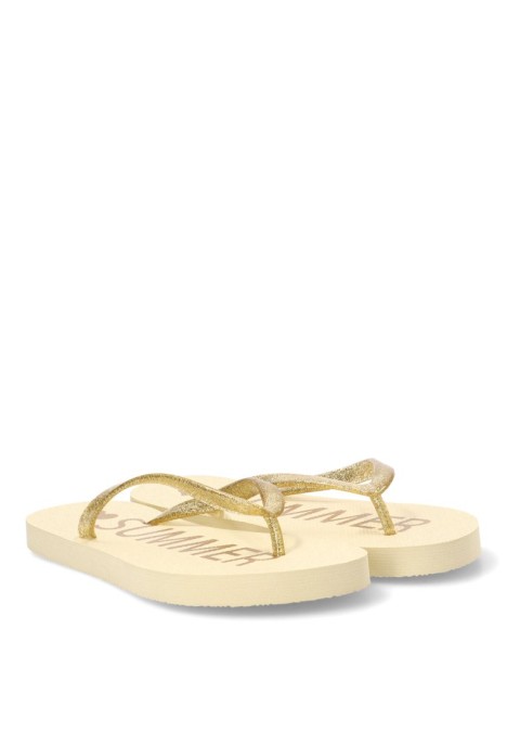 Chanclas de playa C-10111 para mujer ETIKA blancas con suela plana