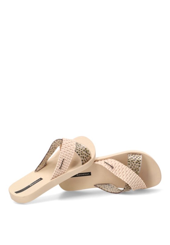 Chanclas de playa beige con suela plana para mujer IPANEMA 27214