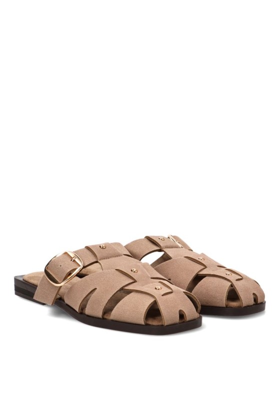 Sandalia cangrejera taupe de mujer KISS M2728