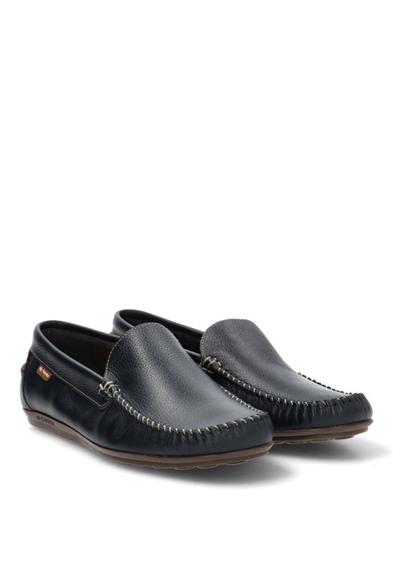 Mocasín náutico Kiowa 1860 de hombre DJ. SANTA en piel marino con suela plana