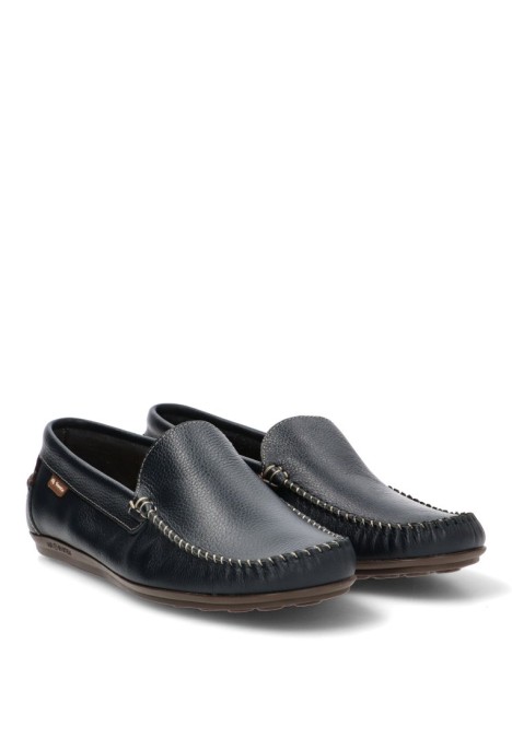 Mocasín náutico Kiowa 1860 de hombre DJ. SANTA en piel marino con suela plana
