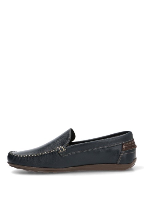 Mocasín náutico Kiowa 1860 de hombre DJ. SANTA en piel marino con suela plana