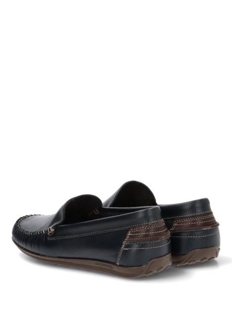 Mocasín náutico Kiowa 1860 de hombre DJ. SANTA en piel marino con suela plana