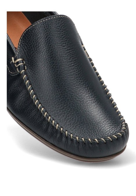 Mocasín náutico Kiowa 1860 de hombre DJ. SANTA en piel marino con suela plana
