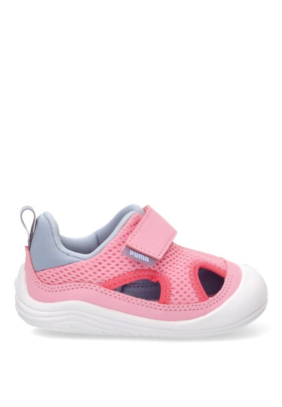 Deportivo rosa de niña PUMA 404954 con cierre de velcro y suela plana