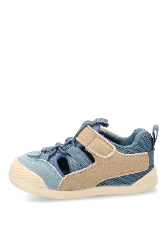 Sandalia barefoot azul para niño ETIKA 17221 con velcro y suela plana