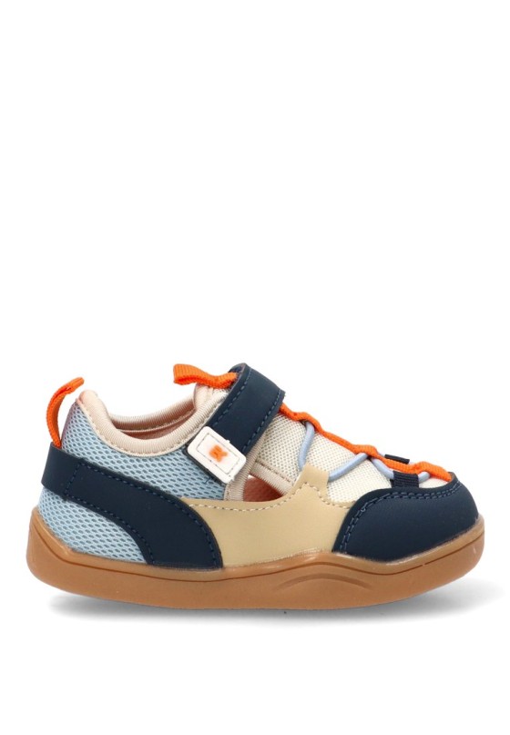 Sandalia azul con cierre de velcro y estilo barefoot de niño ETIKA modelo 17220