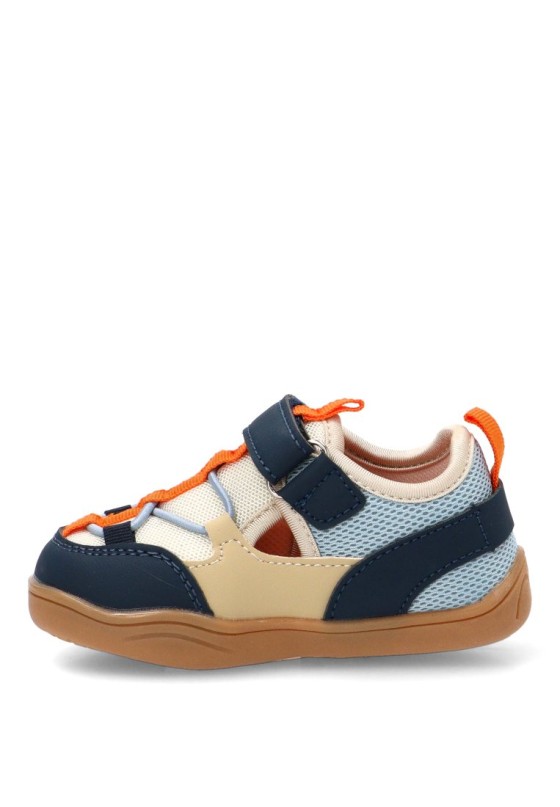 Sandalia azul con cierre de velcro y estilo barefoot de niño ETIKA modelo 17220