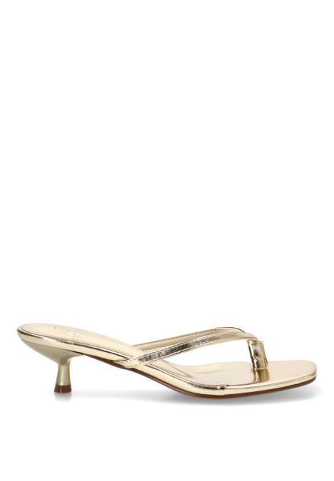 Sandalia dedo con tacón medio oro de mujer Luna Collection JM-5740F