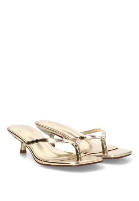 Sandalia dedo con tacón medio oro de mujer Luna Collection JM-5740F