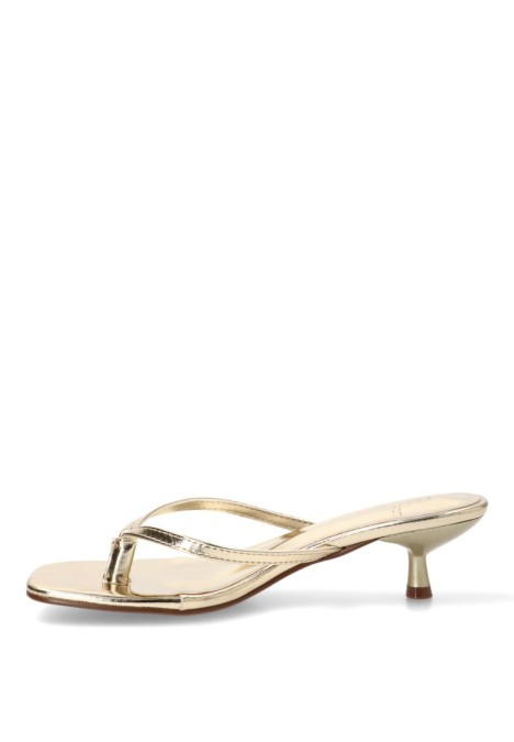 Sandalia dedo con tacón medio oro de mujer Luna Collection JM-5740F